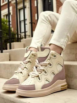 Royalfashion Wysokie sportowe buty damskie z ukrytym koturnem Oblaffi