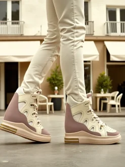 Royalfashion Wysokie sportowe buty damskie z ukrytym koturnem Oblaffi