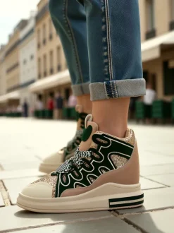 Royalfashion Wysokie sportowe buty damskie z ukrytym koturnem Oblaffi