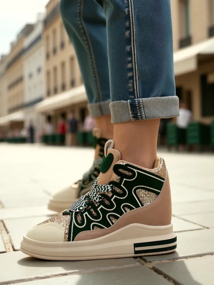 Royalfashion Wysokie sportowe buty damskie z ukrytym koturnem Oblaffi