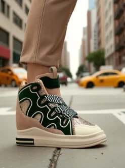 Royalfashion Wysokie sportowe buty damskie z ukrytym koturnem Oblaffi