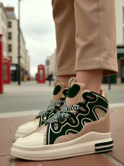 Royalfashion Wysokie sportowe buty damskie z ukrytym koturnem Oblaffi