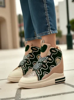 Royalfashion Wysokie sportowe buty damskie z ukrytym koturnem Oblaffi