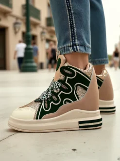 Royalfashion Wysokie sportowe buty damskie z ukrytym koturnem Oblaffi