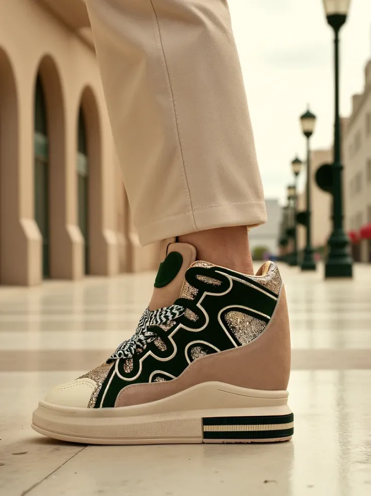 Royalfashion Wysokie sportowe buty damskie z ukrytym koturnem Oblaffi