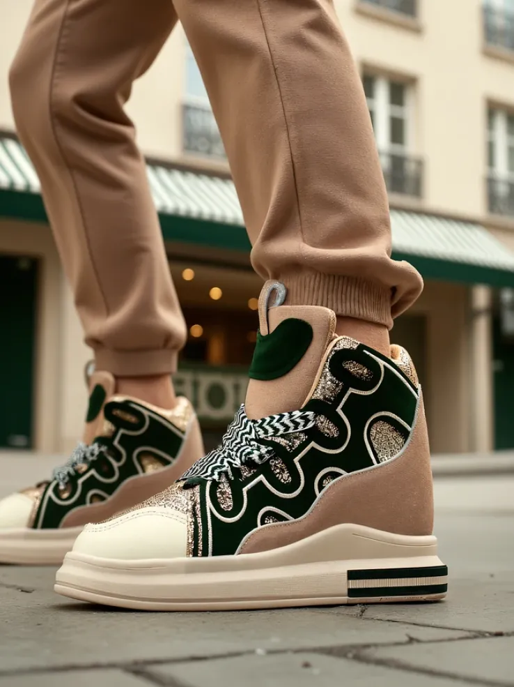 Royalfashion Wysokie sportowe buty damskie z ukrytym koturnem Oblaffi