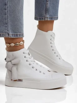 Royalfashion Wysokie trampki damskie z misiem Tedi