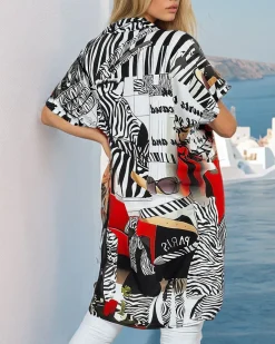 Royalfashion Wzorzysta damska tunika