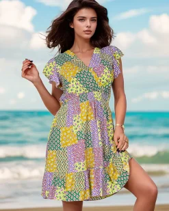 Royalfashion Wzorzysta damska sukienka mini