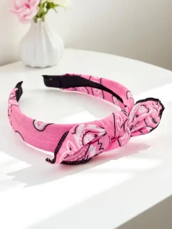 Royalfashion Wzorzysta opaska do włosów z kokardką Mila