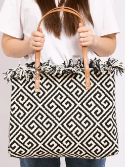 Royalfashion Wzorzysta pleciona torebka shopper