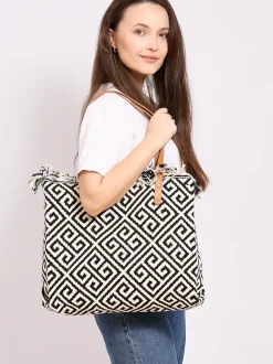 Royalfashion Wzorzysta pleciona torebka shopper