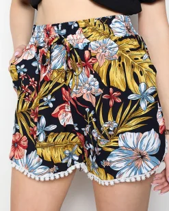 Royalfashion Wzorzyste czarno- żółte damskie szorty PLUS SIZE