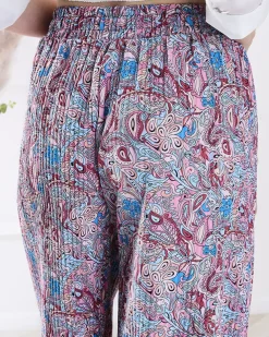 Royalfashion Wzorzyste szerokie spodnie damskie w kolorze niebieskim