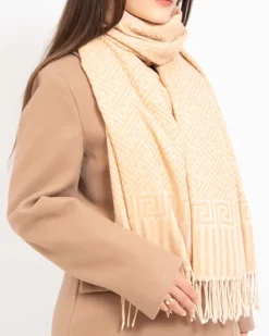 Royalfashion Wzorzysty damski lekki szalik w kolorze beżowym