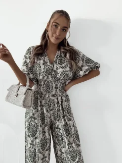 Royalfashion Wzorzysty kombinezon damski