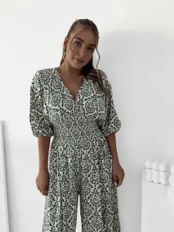 Royalfashion Wzorzysty kombinezon damski