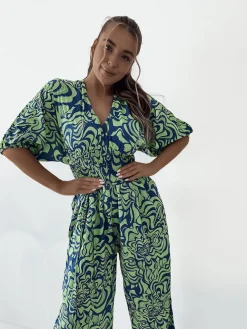 Royalfashion Wzorzysty kombinezon damski