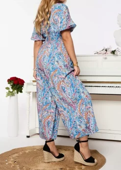 Royalfashion Wzorzysty kombinezon damski w kolorze niebieskim