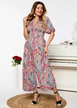 Royalfashion Wzorzysty kombinezon damski w kolorze różowym