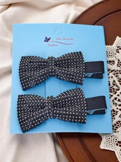 Royalfashion Zestaw 2 spinek do włosów z kokardkami z cyrkoniami Isadora