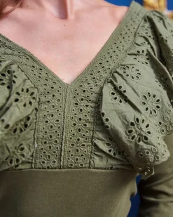 Royalfashion Zielona bluzka damska z koronką