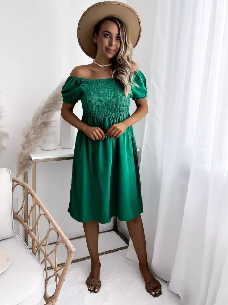 Royalfashion Zielona damska sukienka mini a'la hiszpanka