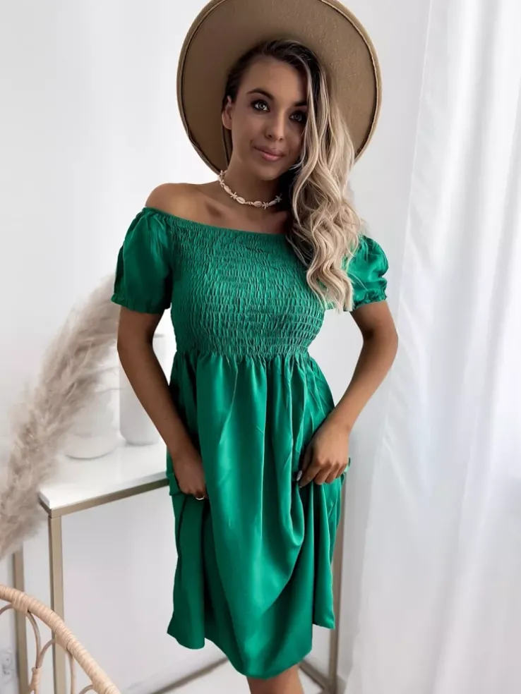 Royalfashion Zielona damska sukienka mini a'la hiszpanka