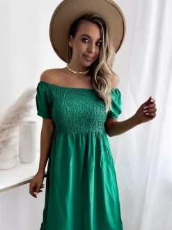 Royalfashion Zielona damska sukienka mini a'la hiszpanka