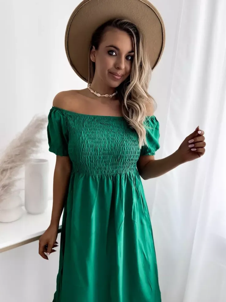 Royalfashion Zielona damska sukienka mini a'la hiszpanka