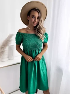 Royalfashion Zielona damska sukienka mini a'la hiszpanka