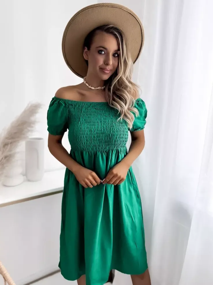 Royalfashion Zielona damska sukienka mini a'la hiszpanka