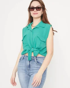 Royalfashion Zielona koszula damska zapinana na guziki