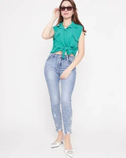 Royalfashion Zielona koszula damska zapinana na guziki