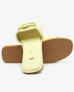 Royalfashion Zielone damskie klapki z eko skóry Cartec