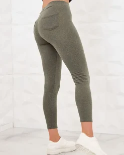 Royalfashion Zielone damskie ciepłe spodnie typu tregginsy