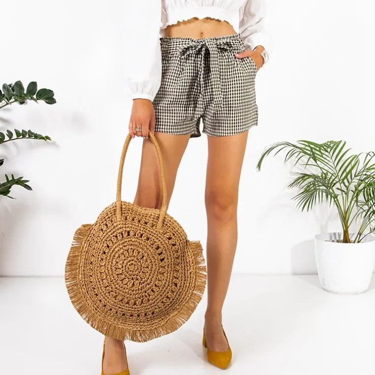 Royalfashion Zielone damskie spodenki w kratkę