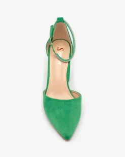 Royalfashion Zielone damskie czółenka z cyrkoniami Britica