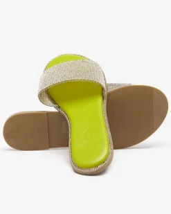 Royalfashion Zielone damskie klapki z cyrkoniami Verina