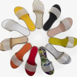 Royalfashion Zielone damskie klapki z cyrkoniami Verina