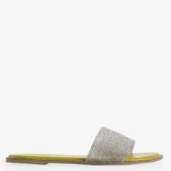 Royalfashion Zielone damskie klapki z cyrkoniami Verina