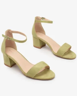 Royalfashion Zielone damskie sandałki na niskim słupku Mesteri