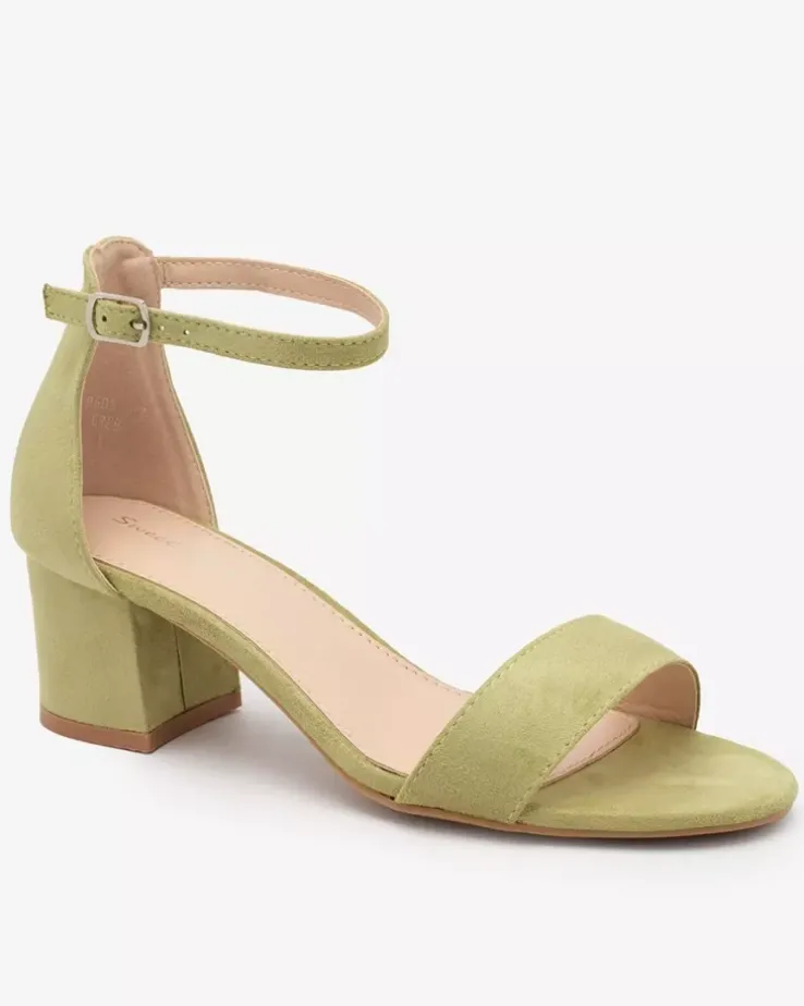 Royalfashion Zielone damskie sandałki na niskim słupku Mesteri