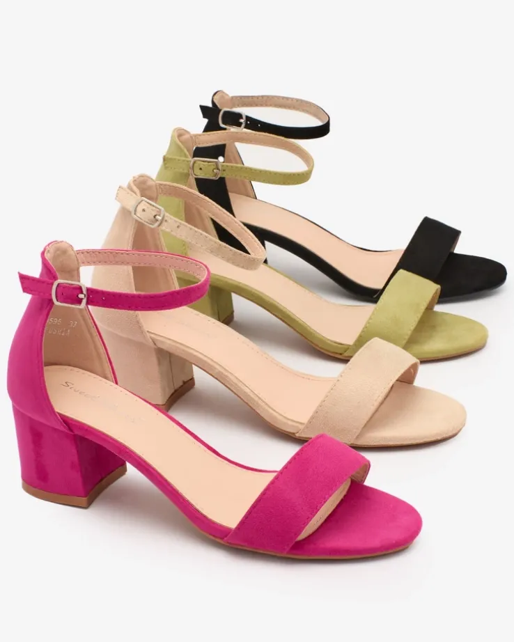 Royalfashion Zielone damskie sandałki na niskim słupku Mesteri