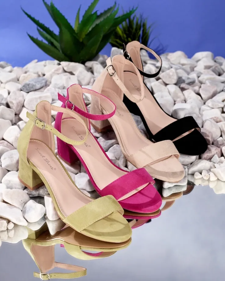 Royalfashion Zielone damskie sandałki na niskim słupku Mesteri