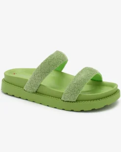 Royalfashion Zielone damskie klapki z cyrkoniami Sparkle Sliders