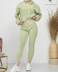 Royalfashion Zielony damski komplet sportowy bluza i legginsy