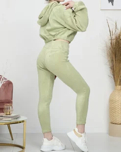 Royalfashion Zielony damski komplet sportowy bluza i legginsy