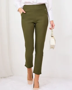 Royalfashion Zielony damskie ocieplane tregginsy