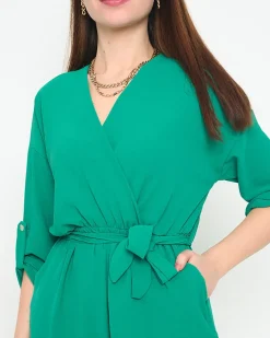 Royalfashion Zielony długi kombinezon damski